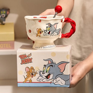 猫和老鼠联名马克杯可爱 正版 咖啡杯家用陶瓷女生喝水杯早餐杯子