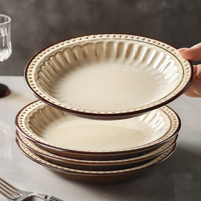 法式复古盘子菜盘家用2025新款碗碟餐具陶瓷高级感漂亮的餐盘深盘