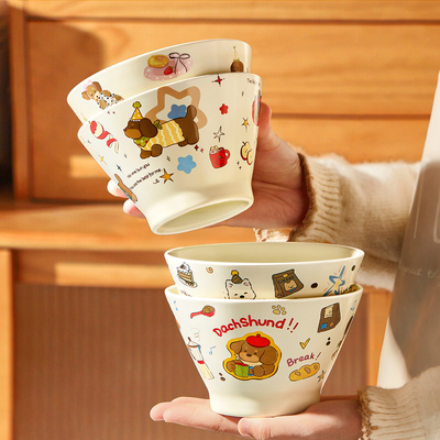 釉下彩可爱斗笠米饭碗儿童吃饭碗