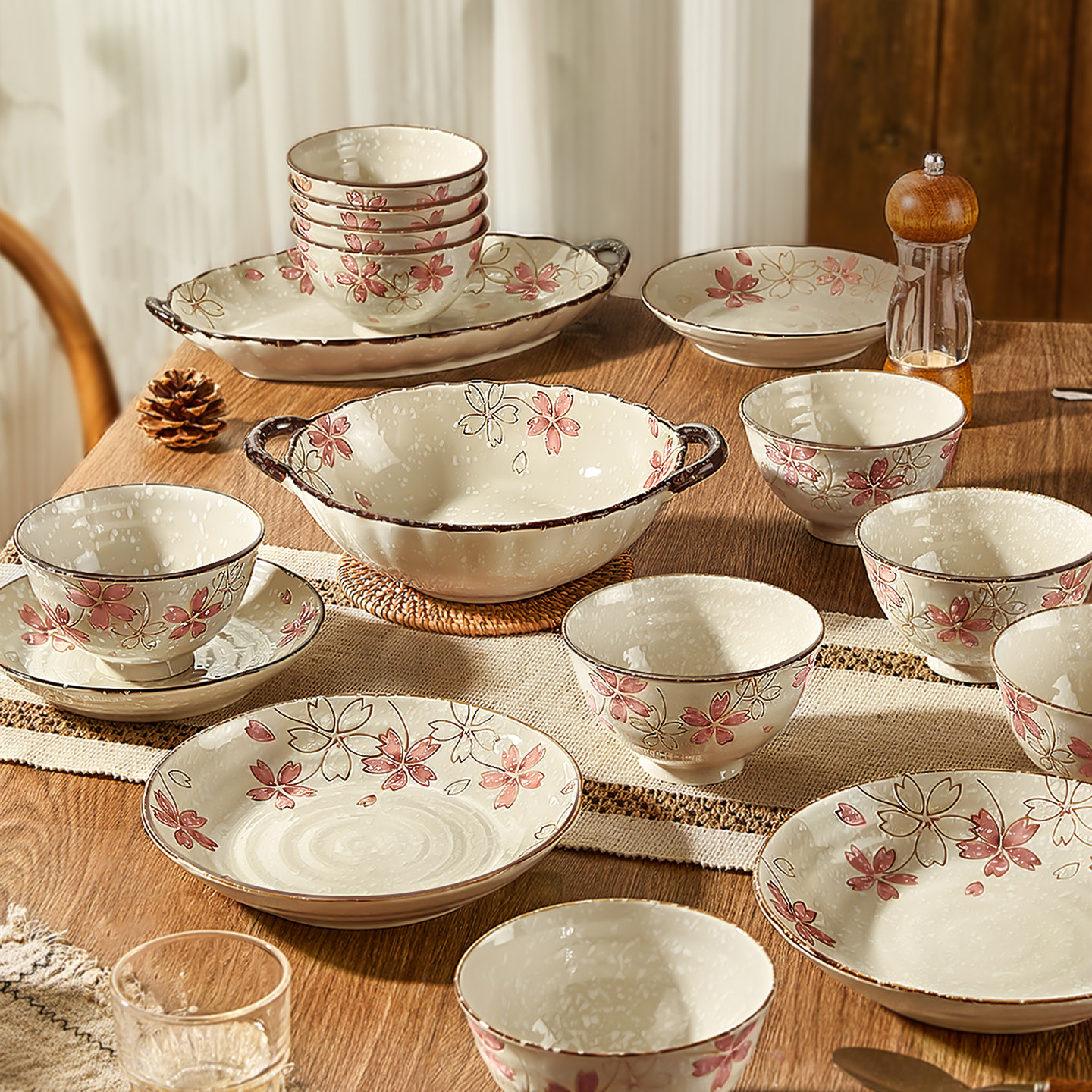 墨色中式饭碗家用陶瓷汤碗釉下彩碗盘子组合日式餐具碗具碗碟套装,餐饮具,碗,淘宝优惠券,粉丝福利购,淘宝优惠卷