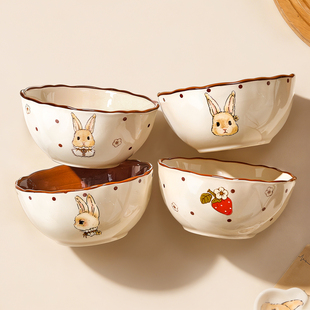 可爱陶瓷米饭碗家用2026新款高颜值儿童吃饭碗盘个人专用漂亮小碗
