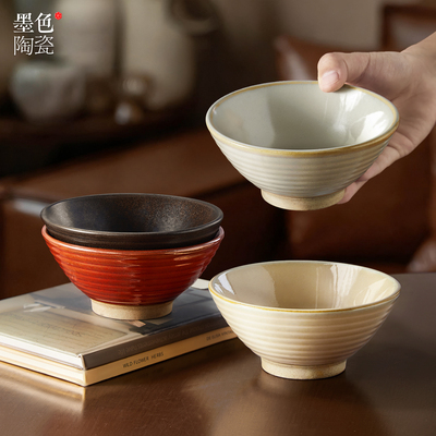 墨色复古窑变陶瓷饭碗家用2025新款好看的米饭碗个人专用吃饭小碗