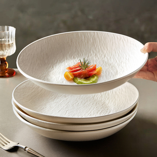 高级感白色盘子家用菜盘2026新款 餐具水果盘好看餐盘 沙拉碗碟日式