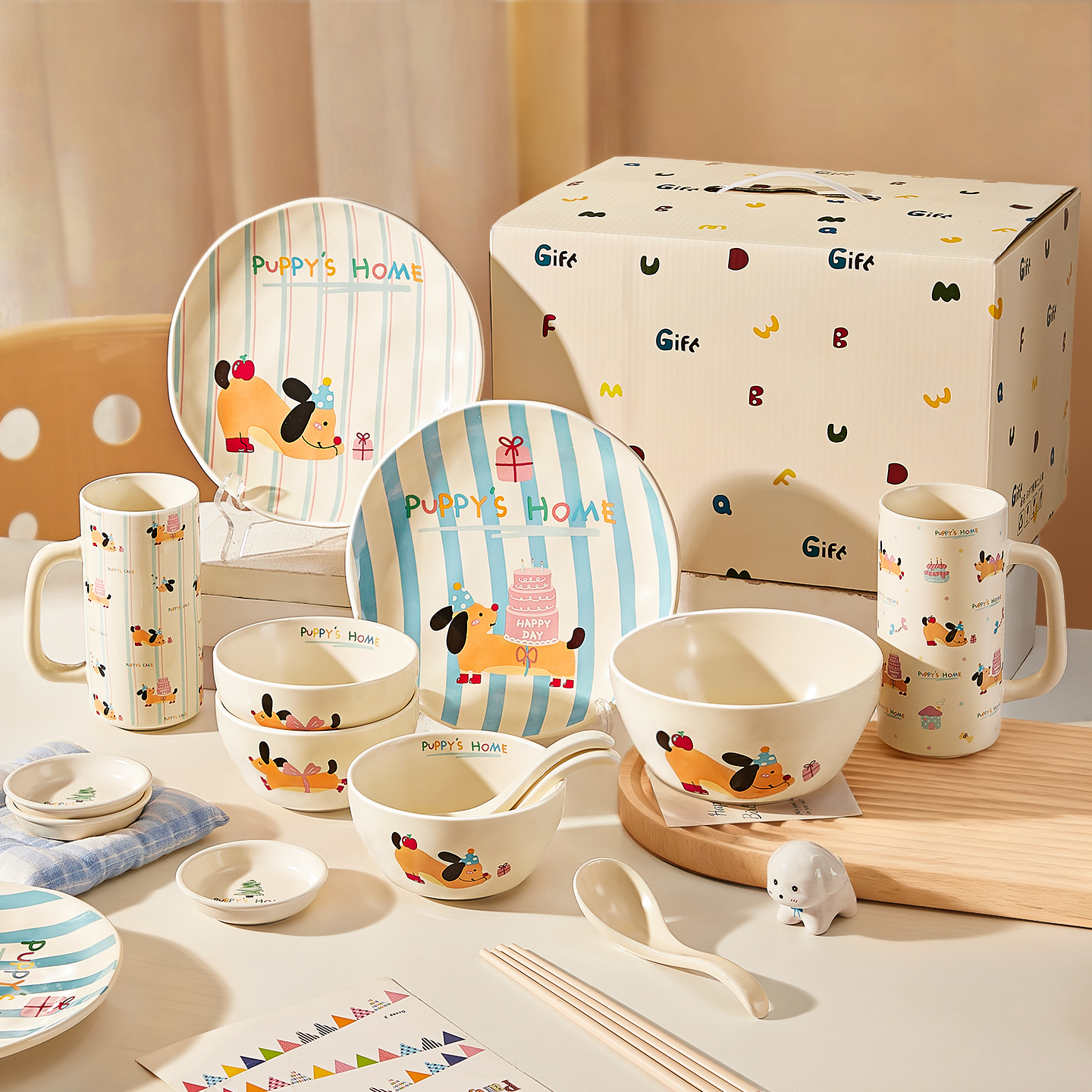 高颜值碗碟套装一人食生日礼物