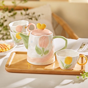 墨色陶瓷泡茶壶家用水杯子茶杯水杯生日乔迁礼物新婚结婚茶具套装