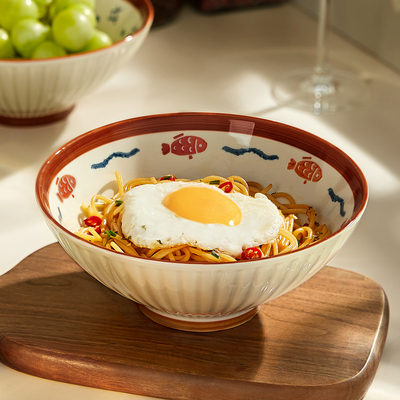 日式斗笠拉面碗家用2024新款陶瓷吃面条碗大号高颜值汤面碗泡面碗