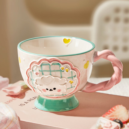 墨色陶瓷早餐杯高颜值牛奶燕麦杯可微波炉加热大容量杯子女生水杯