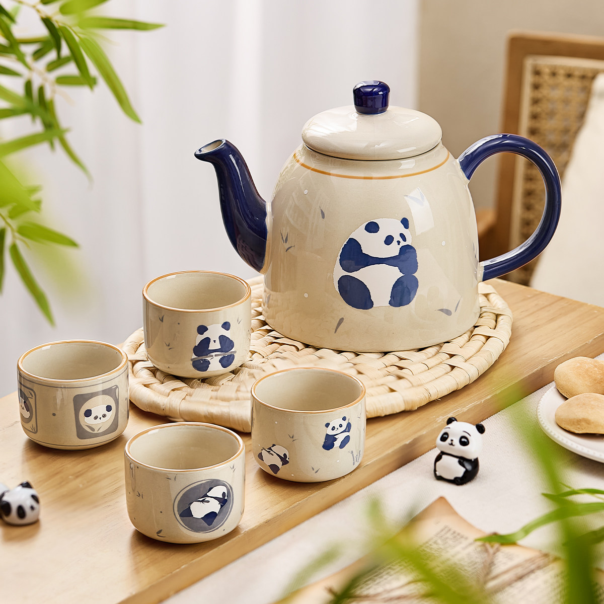 墨色熊猫茶壶泡茶家用乔迁礼物订婚杯子水壶新婚茶杯茶具套装杯具,餐饮具,茶壶,淘宝优惠券,粉丝福利购,淘宝优惠卷