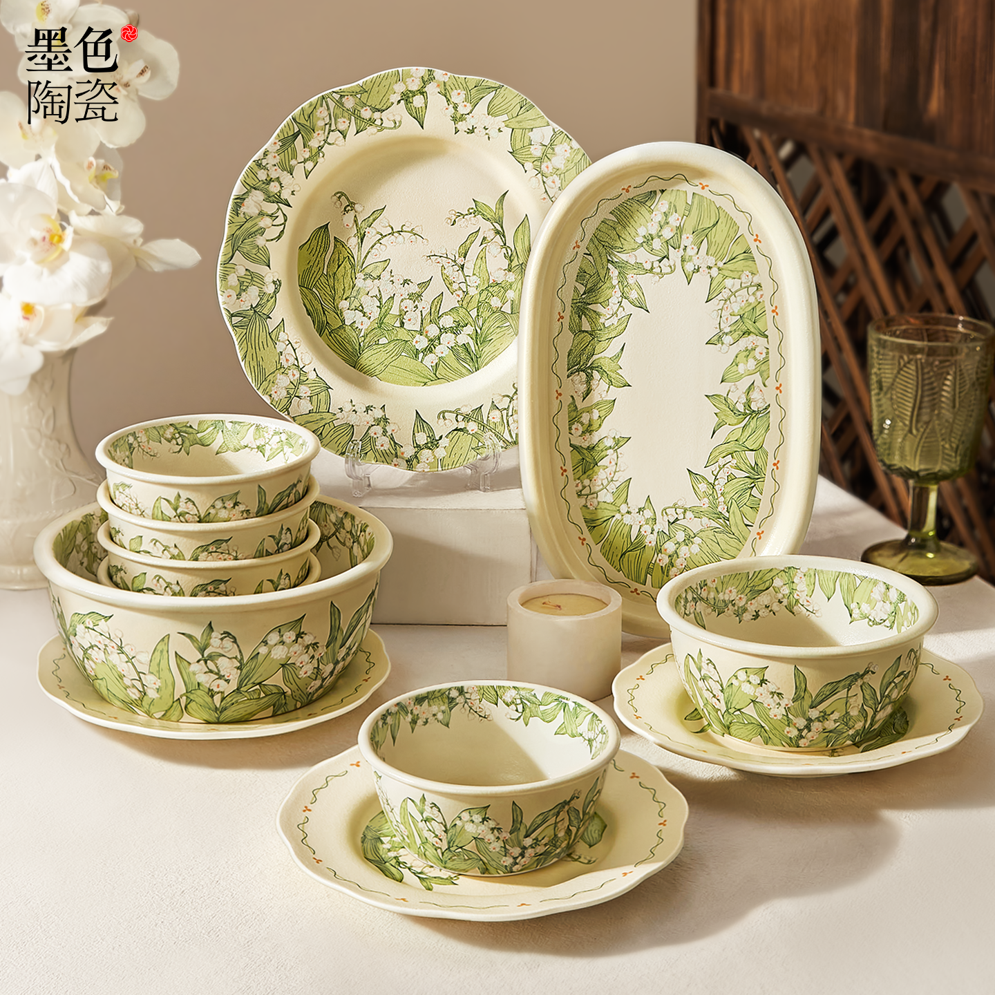 墨色新中式陶瓷米饭碗汤碗家用2025年高颜值菜盘鱼盘精致吃饭小碗