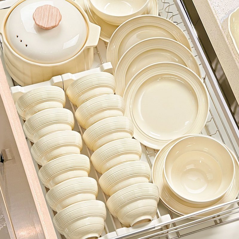 法式奶油风碗碟套装家用2026高颜值碗盘筷釉下彩碗具乔迁餐具套装,餐饮具,碗,淘宝优惠券,粉丝福利购,淘宝优惠卷