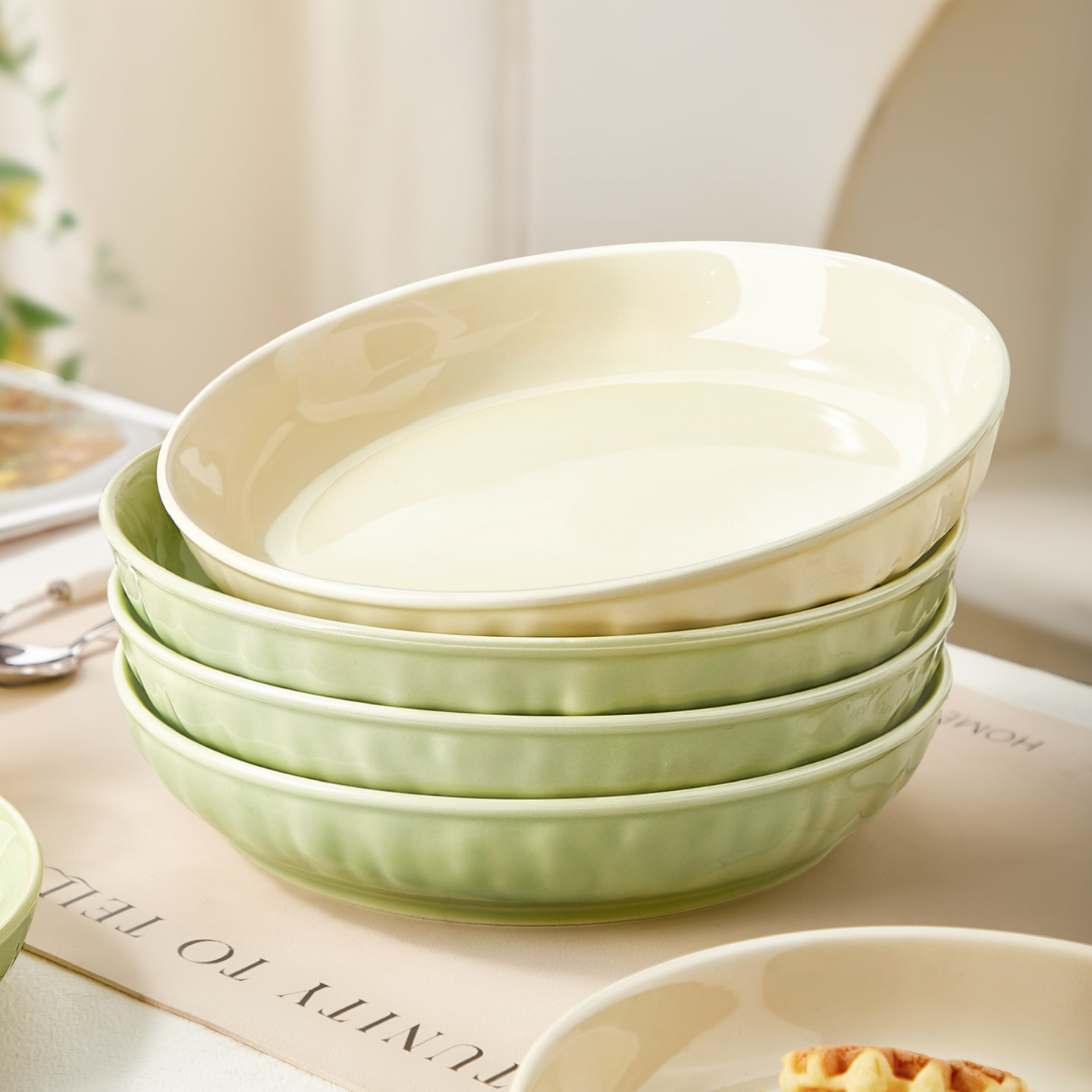 釉下彩陶瓷盘子菜盘家用2025新款碗盘餐具高级感炒菜碟子深盘餐盘,餐饮具,盘,淘宝优惠券,粉丝福利购,淘宝优惠卷