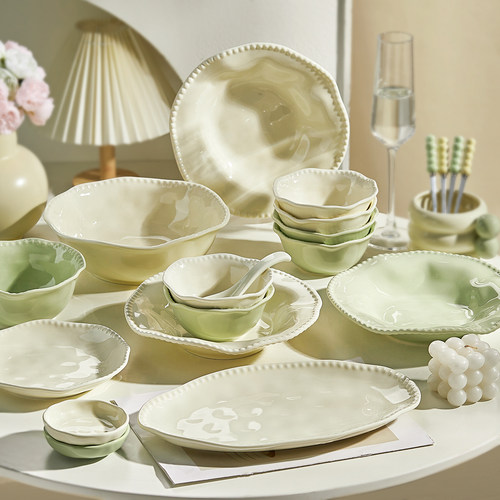 奶油风碗碟套装家用2025新款