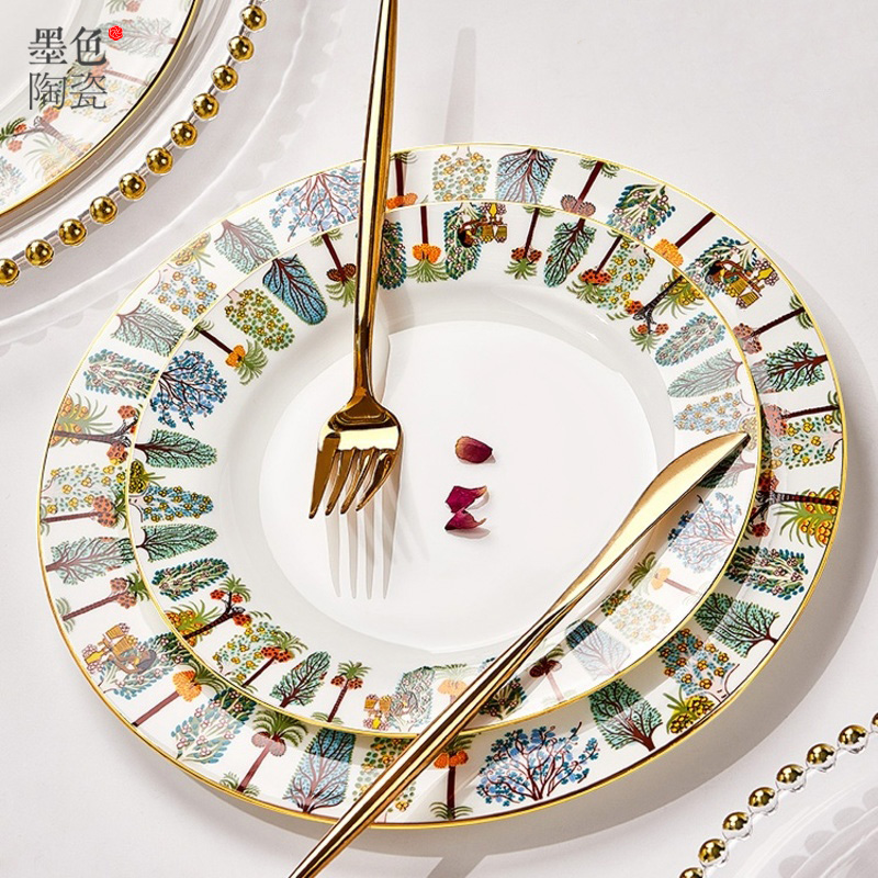 墨色陶瓷一人食轻奢西餐餐具套装