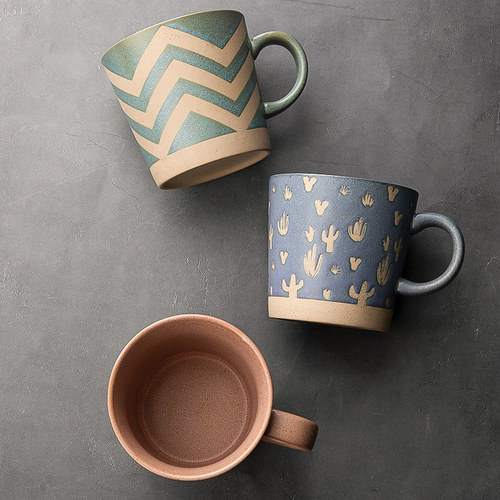 复古陶瓷马克杯粗陶日式茶杯喝水