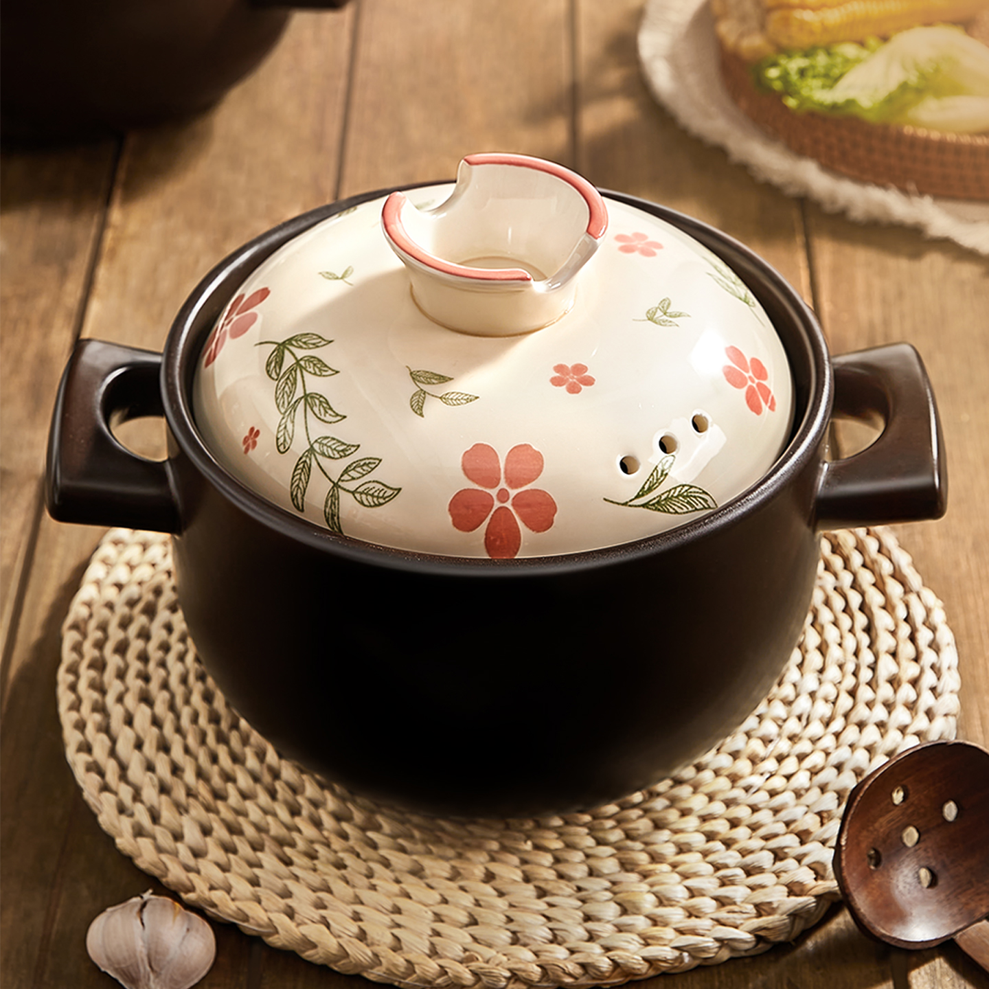 墨色砂锅炖锅家用高温陶瓷煲汤锅燃气耐干烧不裂煤气灶煲仔饭汤煲