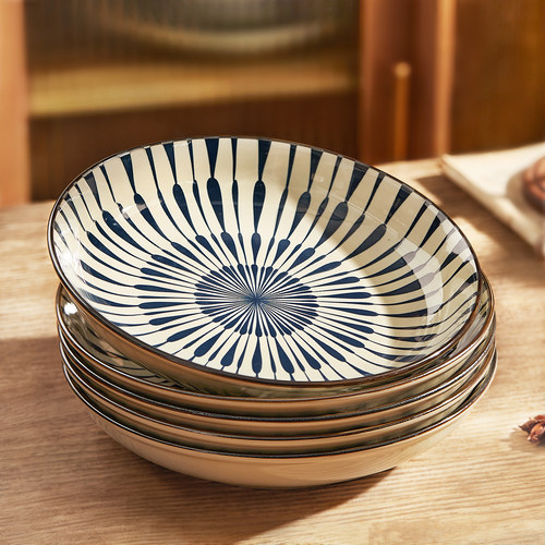 墨色釉下彩微波炉陶瓷餐盘日式