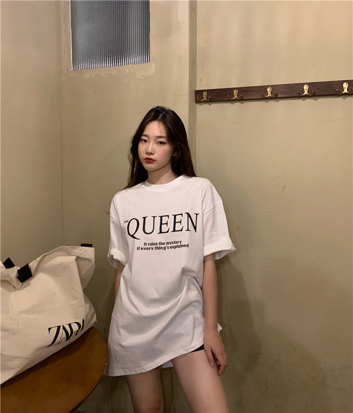 Guantu summer white short sleeve T-shirt women's loose jacket missing