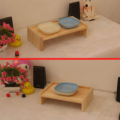 实木桌面收纳架宠物护颈狗碗架食盆架猫碗架抬高架垫高支架置物架