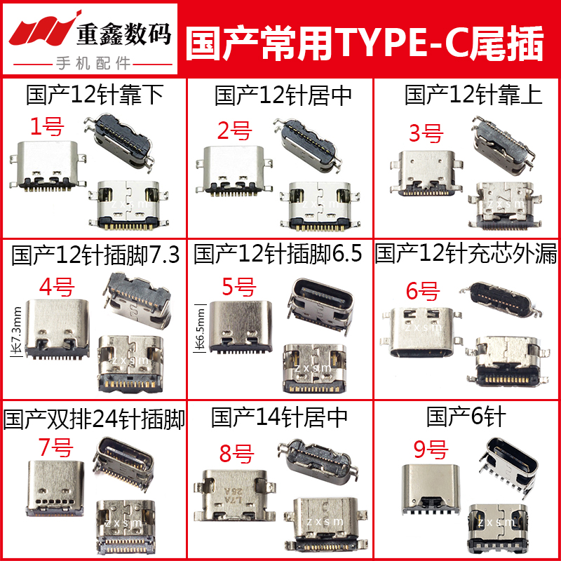 适用国产typeC/6/12/24针尾插