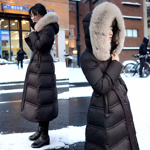 狐狸大毛领羽绒服女修身狐狸毛