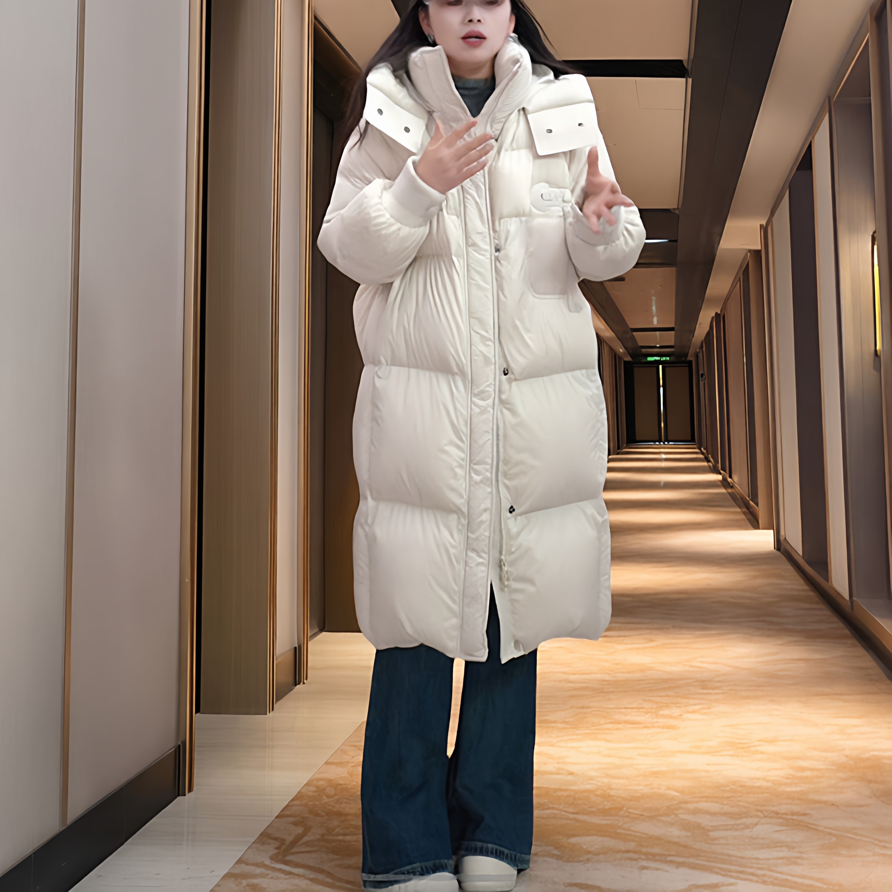 鹅绒服女三防泡芙长款保暖外套