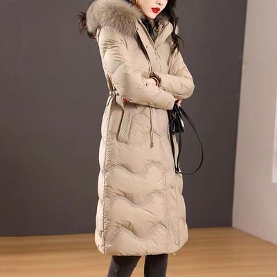 大毛领羽绒服女中长款