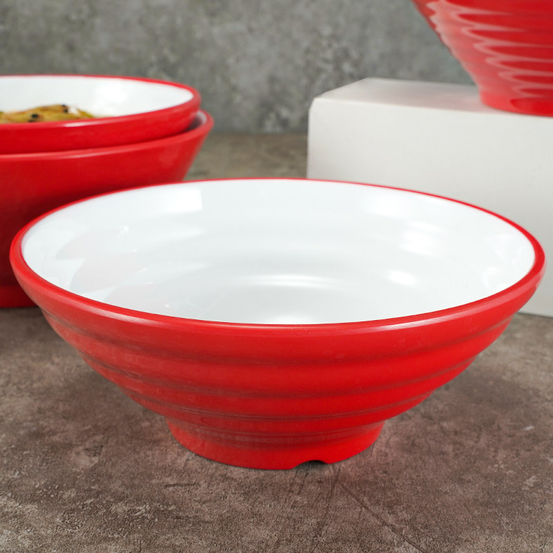 密胺碗商用仿瓷红色面碗塑料麻辣烫大碗拉面碗牛肉汤面碗粉碗饭碗