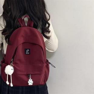 纯色书包女ins初中生简约休闲大容量学院风背包大学生双肩包男