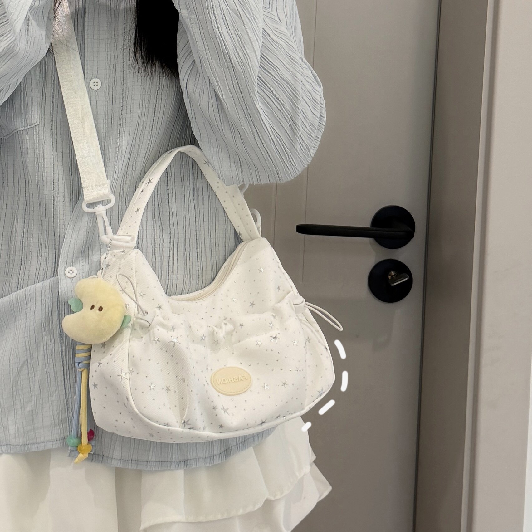 ins风软妹可爱少女腋下包轻便小包包 奶油星星少女风单肩包斜挎包