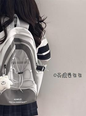 书包ins小众韩系拼色女大学生高中生大容量双肩包旅游电脑背包