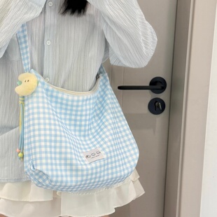 韩系学院风可爱小清新斜跨包女校园初中生小学生补课包轻便单肩包
