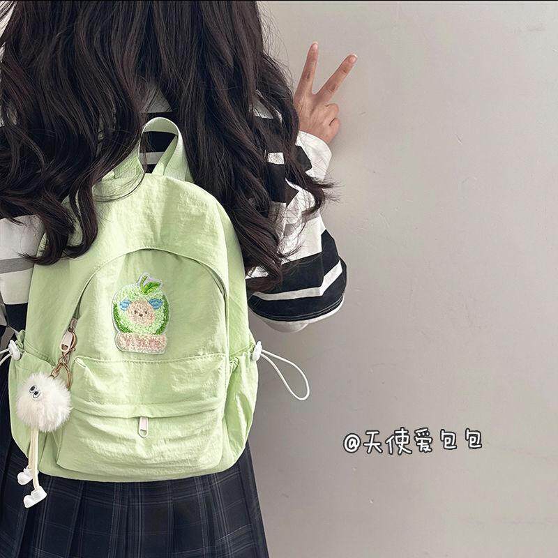 小众书包女大学生日系极简风纯色简约百搭ins初中高中学生双肩包