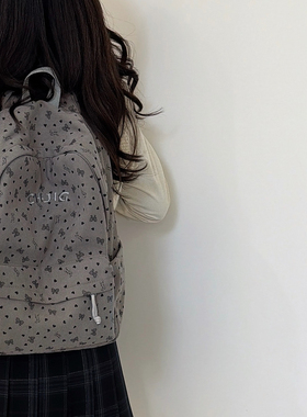 日系ins风甜美灯芯绒书包女秋冬 初高中学生大容量双肩包旅游背包