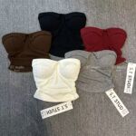 2025新款秋冬时尚设计感辣妹纯欲带胸垫抹胸背心女上衣