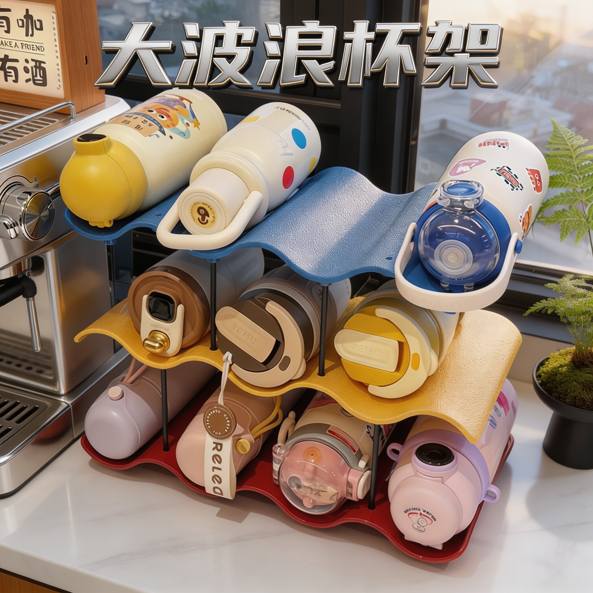 保温杯收纳层架家用可叠