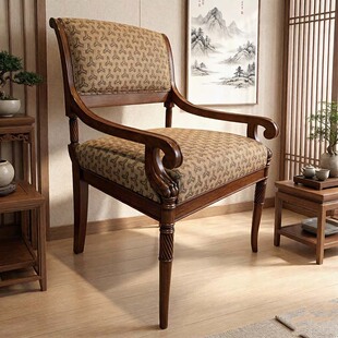 新中式实木餐椅休闲接待椅洽谈椅茶椅会客椅高端电脑椅办公椅