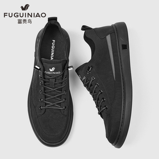 富贵鸟布鞋男款一脚蹬男鞋秋季新款帆布鞋软底男士板鞋黑色休闲鞋