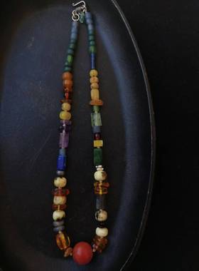 手工 复古南红蜜蜡琥珀多宝项链手链两用925银小众气质游牧民族