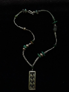 设计师手作项链S925银天然绿松石项链小众高级纳瓦霍项链编织颈链