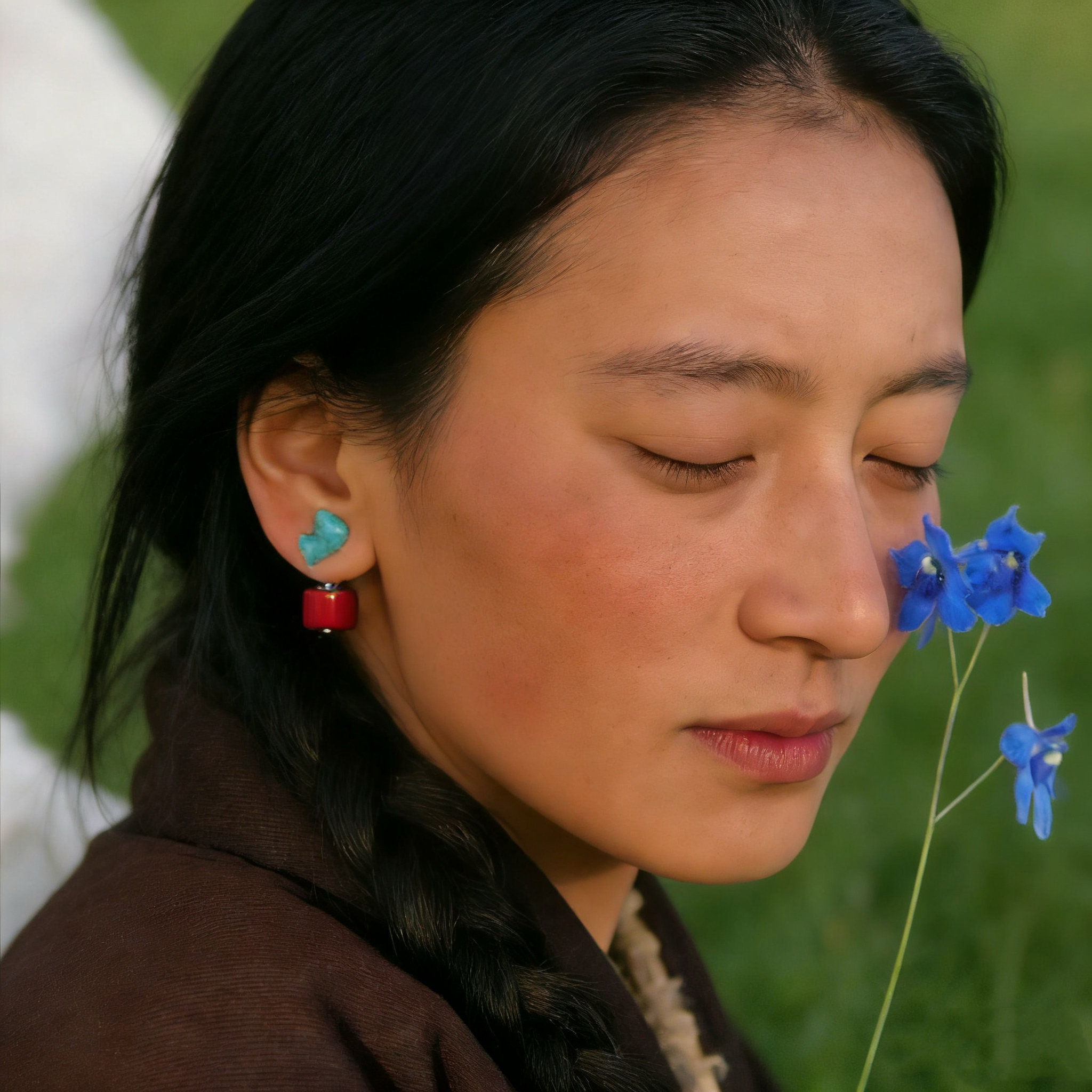 限量手工天然湖北绿松石925银耳环前后堵耳钉泰国手工银925银耳环,饰品/流行首饰/时尚饰品新,银饰项链,淘宝优惠券,粉丝福利购,淘宝优惠卷