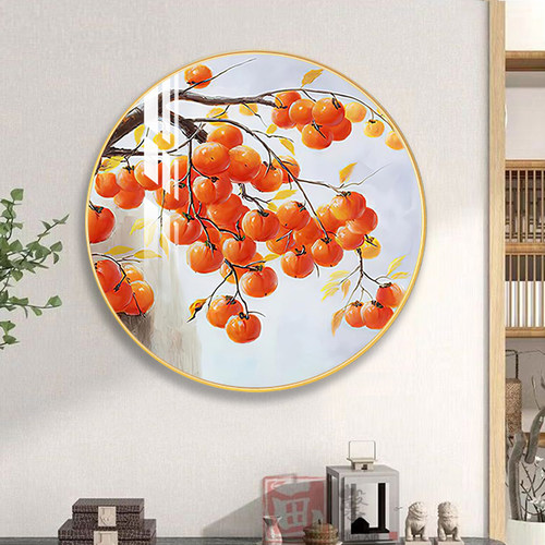 新中式事事如意柿子挂画寓意好