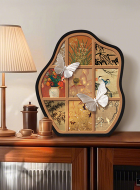 中古风客厅桌面蝴蝶摆件宋代美学茶台电视柜场景布置复古软装摆台