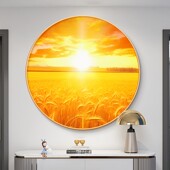 旭日东升挂画客厅餐厅入户玄关圆形装 饰画日出红太阳鸿运当头壁画