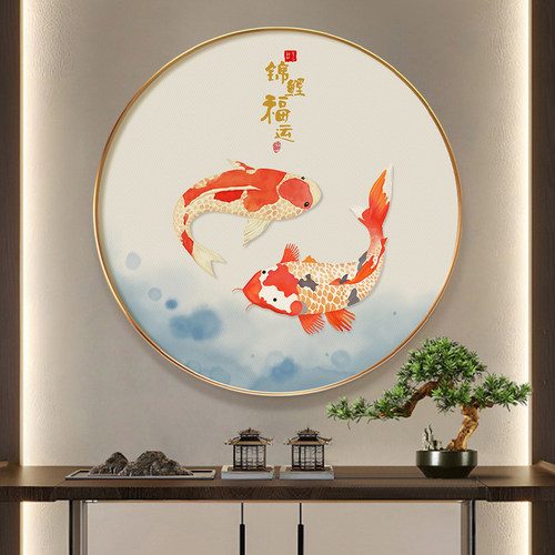 新中式玄关客厅招财进宝挂画