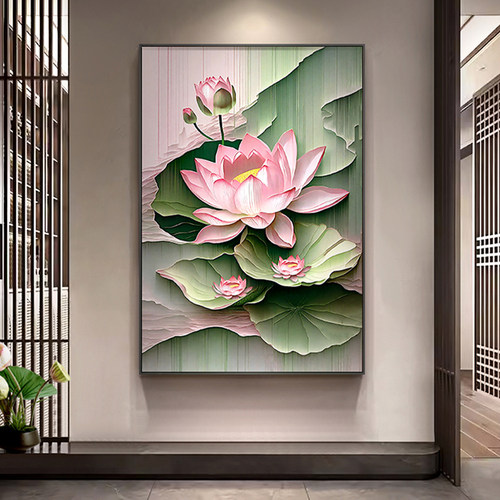 好运莲莲新中式玄关走道装饰画