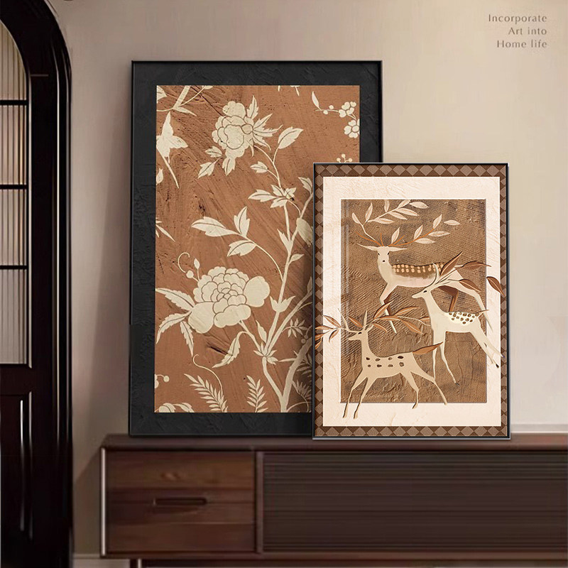 中古风法式挂画高级感大幅餐厅画客厅电视柜装饰画美拉德抽象壁画