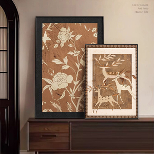 中古风法式挂画高级感大幅餐厅画客厅电视柜装饰画美拉德抽象壁画