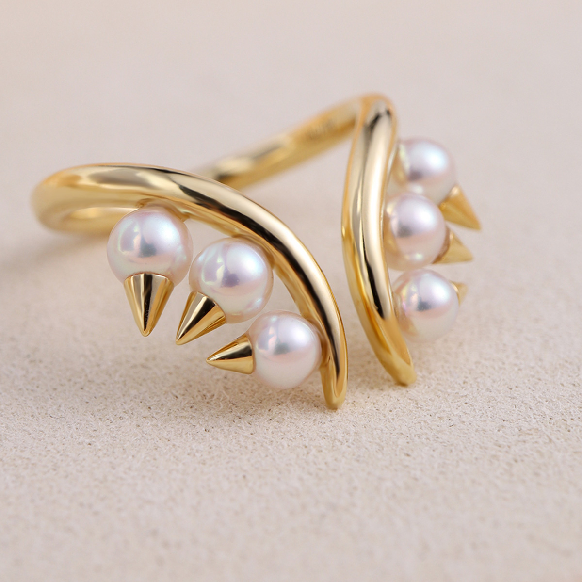 danger獠牙小众戒指女珍珠戒指18K金天然akoya海水珍珠戒指高级感