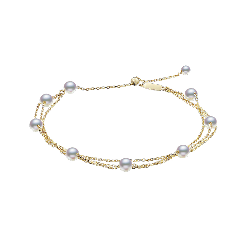 七夕T家款18k金极光淡水珍珠满天星手链多层迷你手饰送女朋友