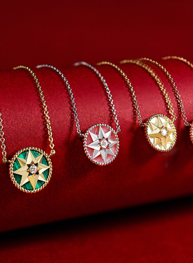 八芒星项链18k黄金锁骨链幸运罗盘颈链2025年新款爆款精致百搭